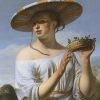  LaquePrint op hout – Meisje met een brede hoed – Caesar Boëtius van Everdingen – 19,5 x 26 cm – bestelnummer: LP024