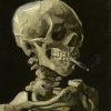  LaquePrint op hout – Kop van een skelet met brandende sigaret – Vincent van Gogh – 19,5 x 26 cm – bestelnummer: LP199
