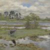  LaquePrint op hout – Landschap met kraanvogels aan het water – Bruno Liljefors – 30 x 19,5 cm – bestelnummer: LP226