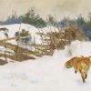  LaquePrint op hout – Vos in winterlandschap – Bruno Liljefors – 30 x 19,5 cm – bestelnummer: LP234